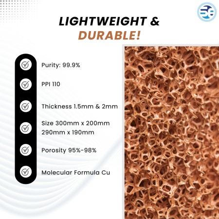 Conductive copper foam for battery and fuel cell applications