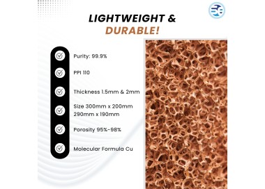 Conductive copper foam for battery and fuel cell applications